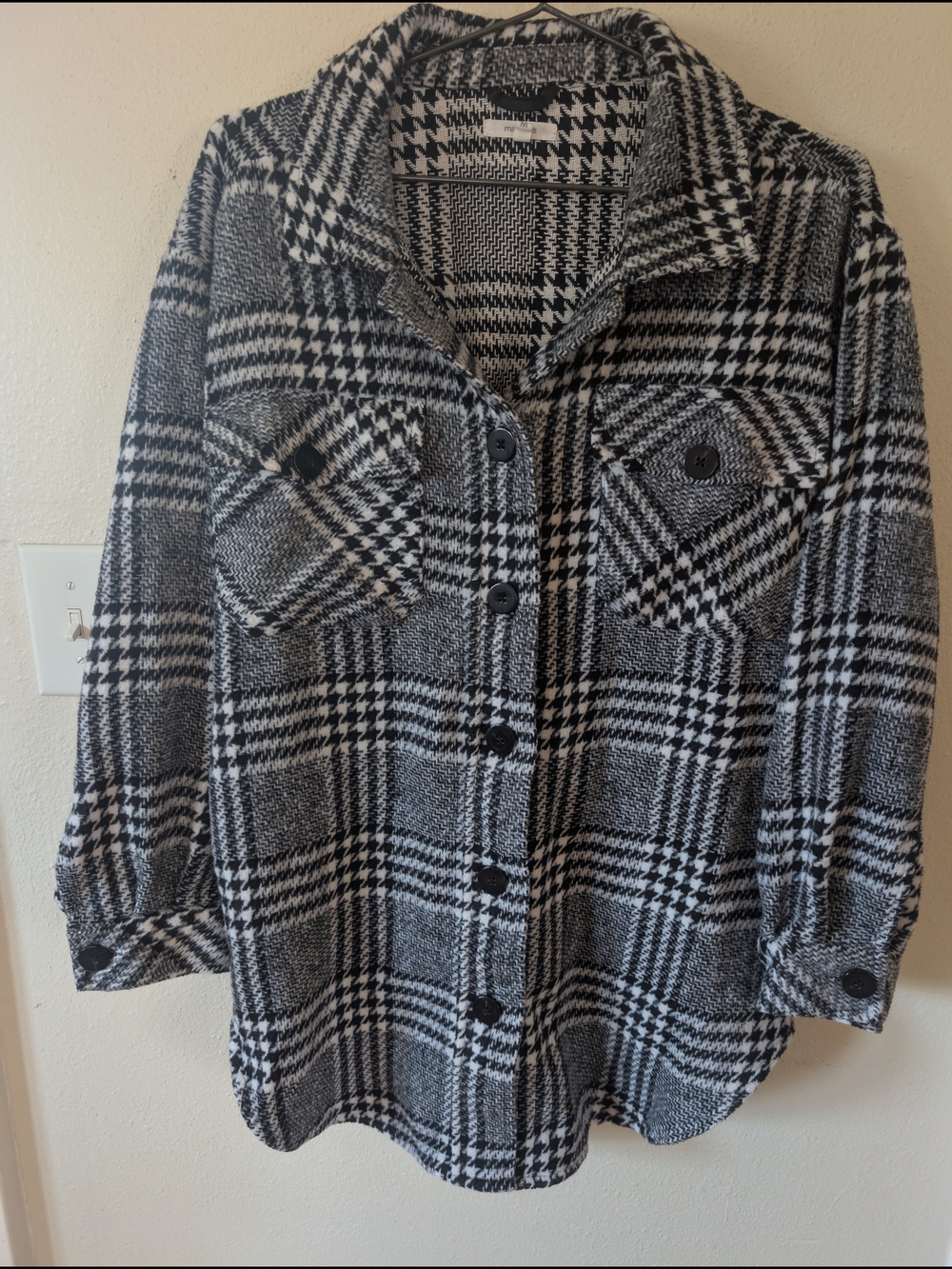 Maurices Black and White Plaid Shacket M
